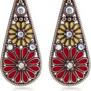 Boho Teardrop Earring Handmade Trendy Colorful Hollow Out Flower Standout Set